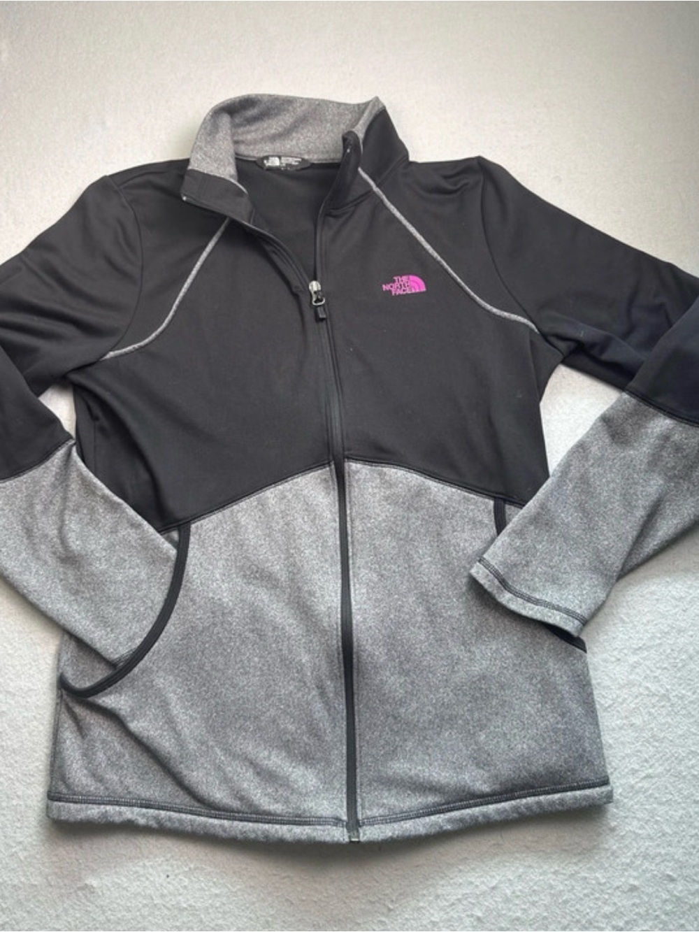 The North Face Women's Black & Gray Full-Zip Utility Jacket with Pink Logo